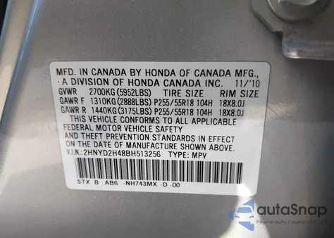 2011 Acura Mdx Technology Package from USA, damaged, VIN 2HNYD2H48BH513256
